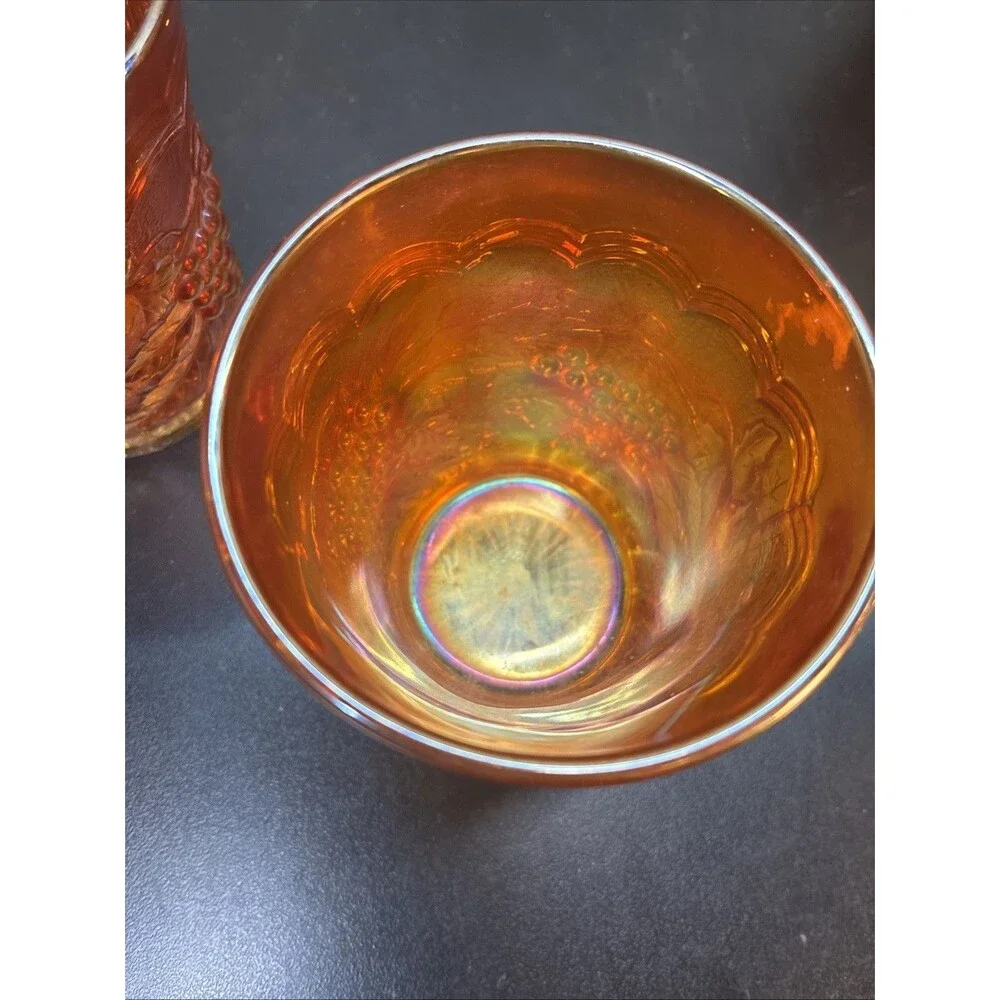 Vintage Imperial Carnival Glass Marigold Grape Pattern Tumbler Cup 4 
